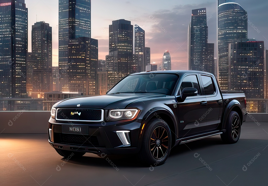 Retrato realista de carro sobre uma rua movimentada