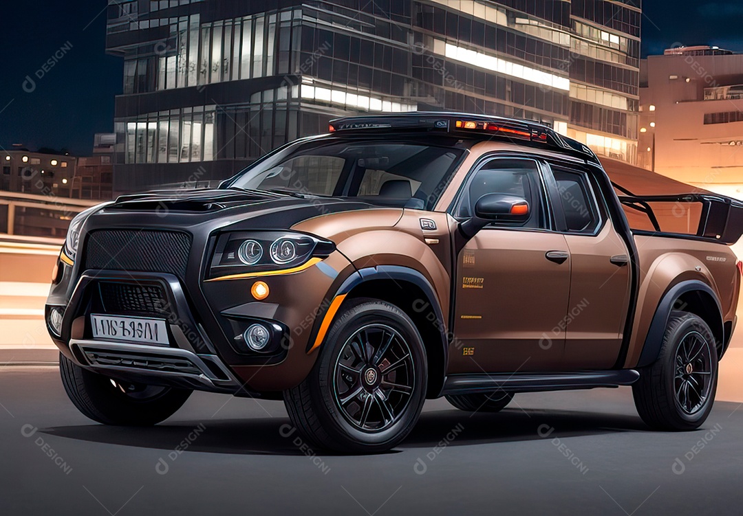 Retrato realista de carro sobre uma rua movimentada