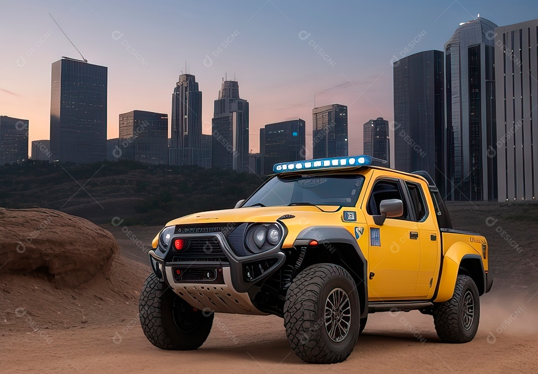 Retrato de carro realista sobre estrada