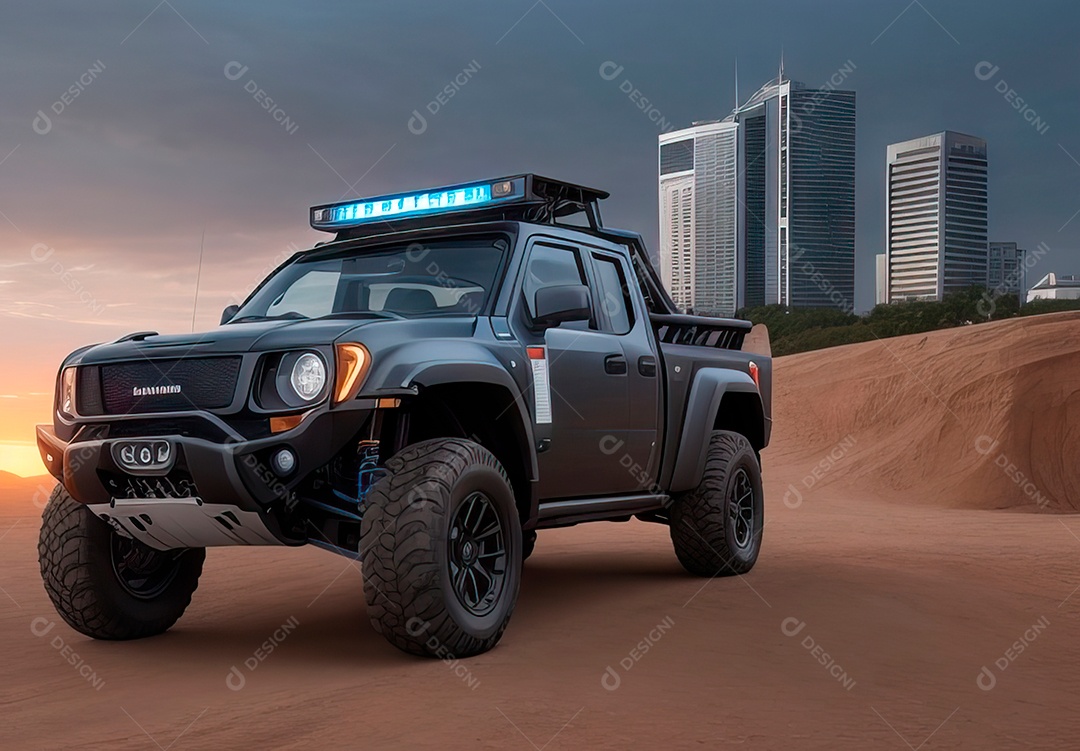 Retrato de carro realista sobre estrada