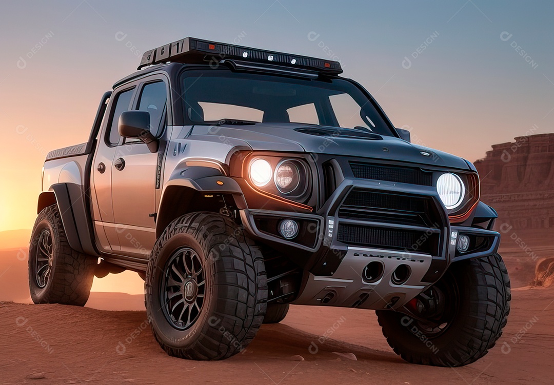 Retrato de carro realista sobre estrada