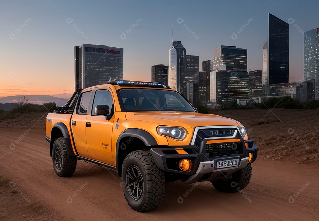 Retrato de carro realista sobre estrada