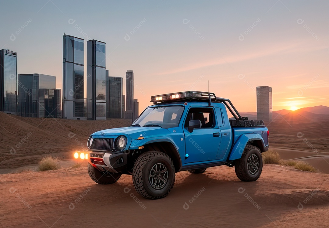 Retrato de carro realista sobre estrada