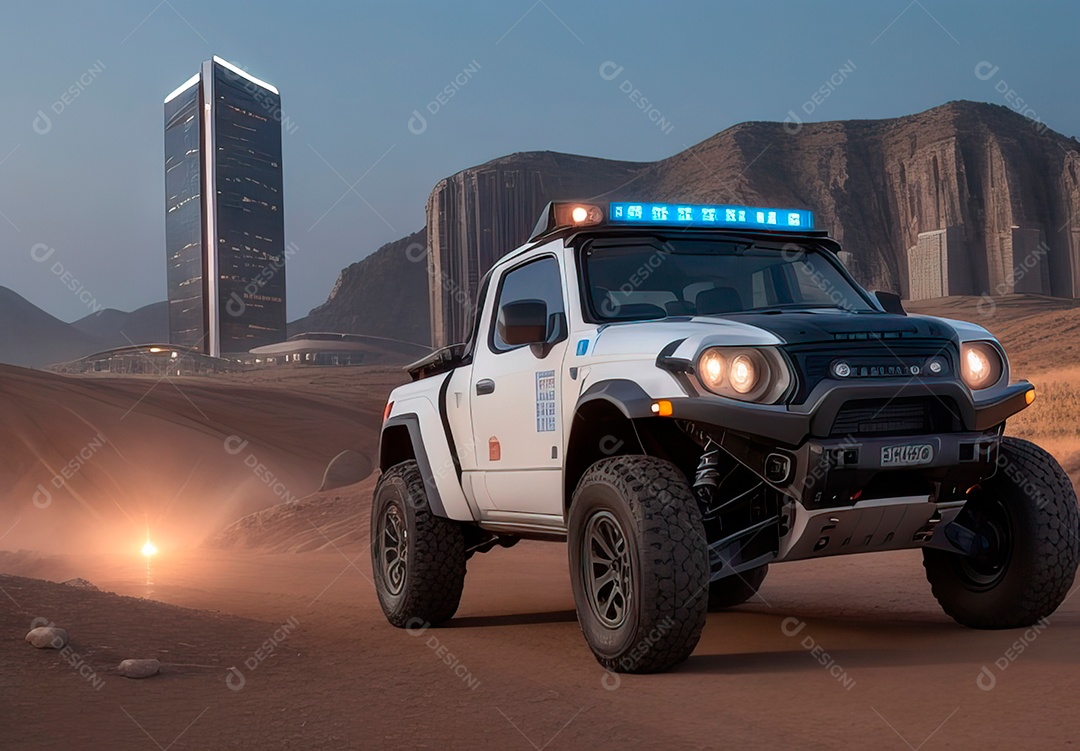 Retrato de carro realista sobre estrada