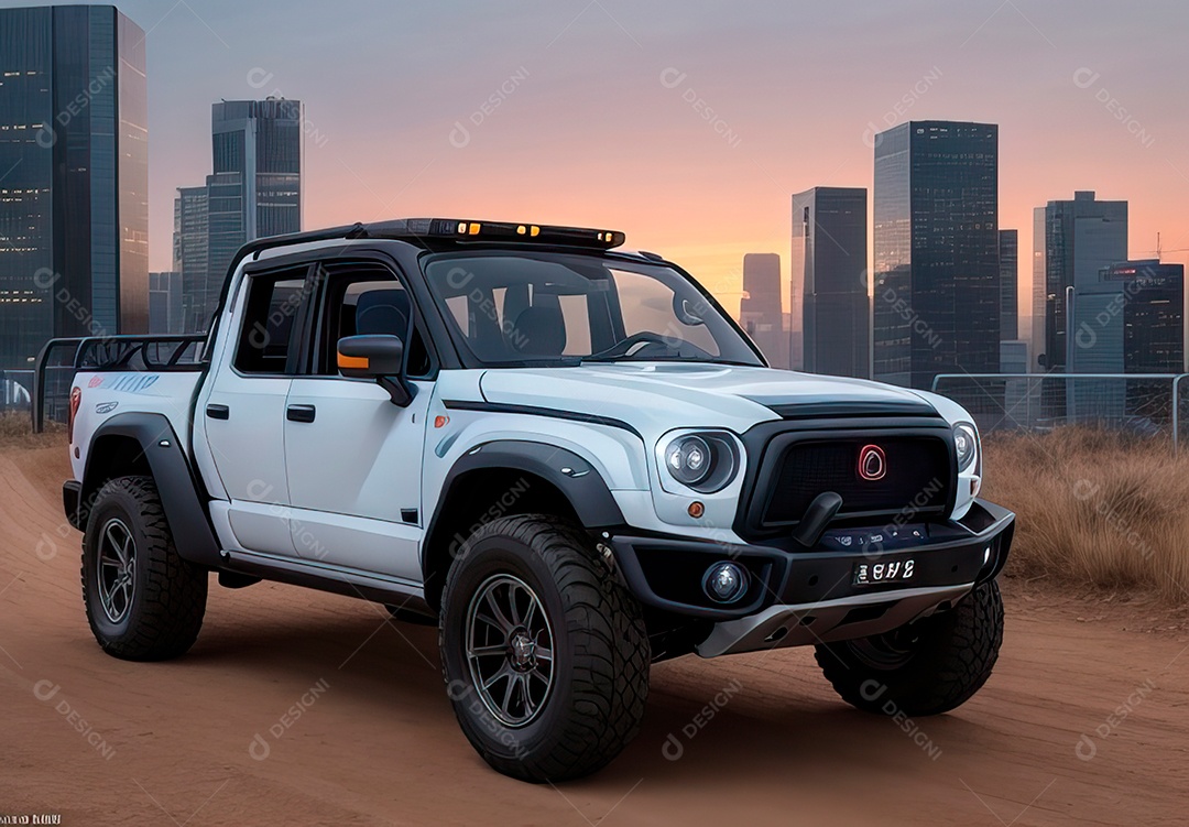 Retrato de carro realista sobre estrada