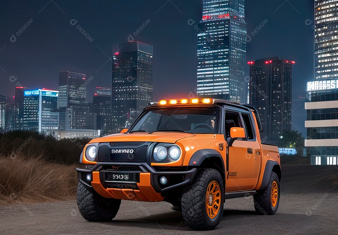 Retrato de carro realista sobre estrada