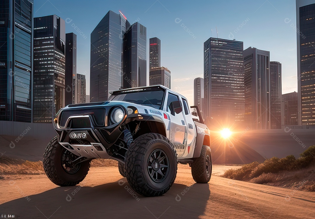 Retrato de carro realista sobre estrada