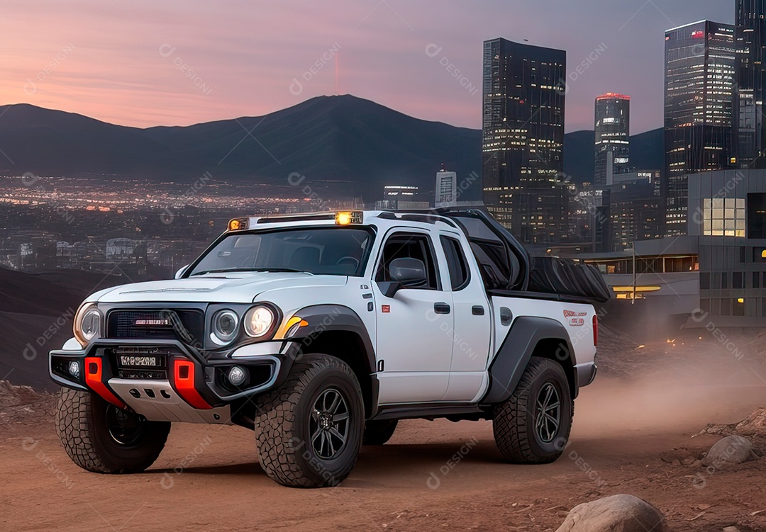 Retrato de carro realista sobre estrada