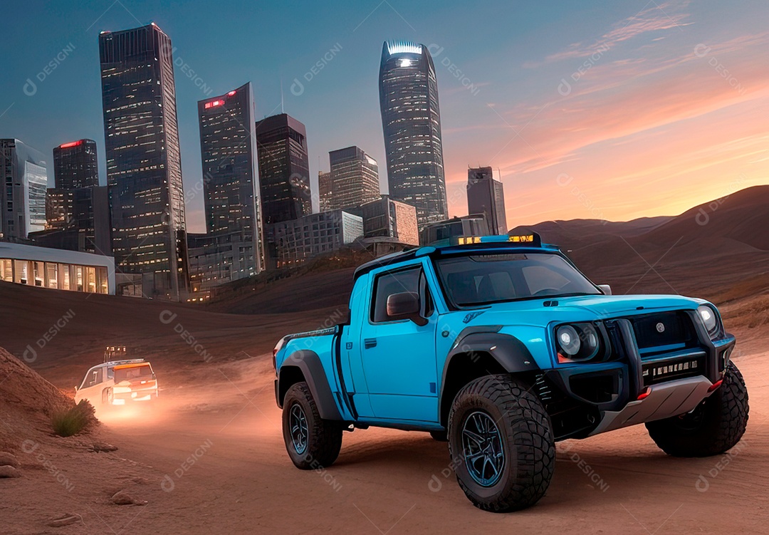 Retrato de carro realista sobre estrada