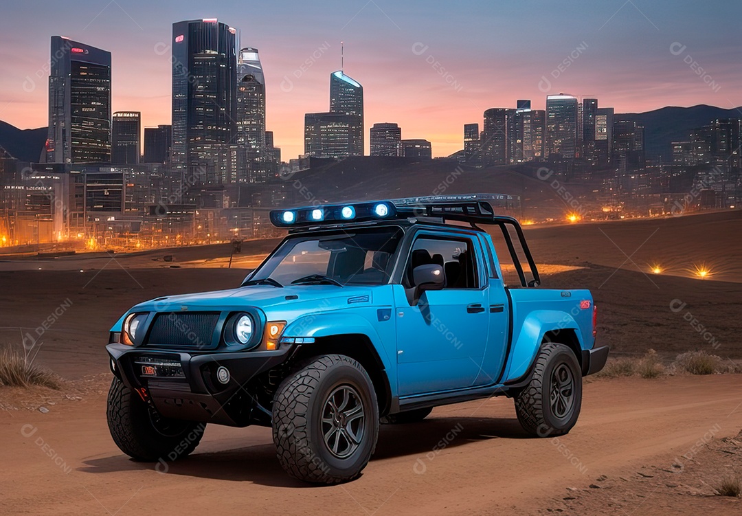 Retrato de carro realista sobre estrada