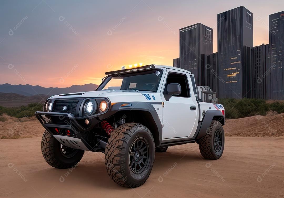 Retrato de carro realista sobre estrada