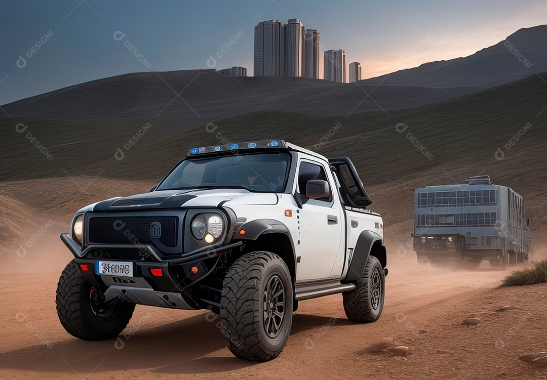 Retrato de carro realista sobre estrada