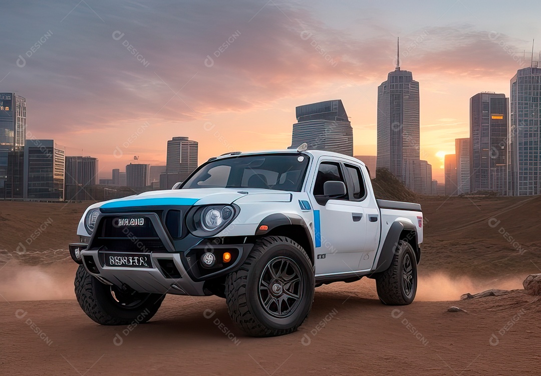 Retrato de carro realista sobre estrada