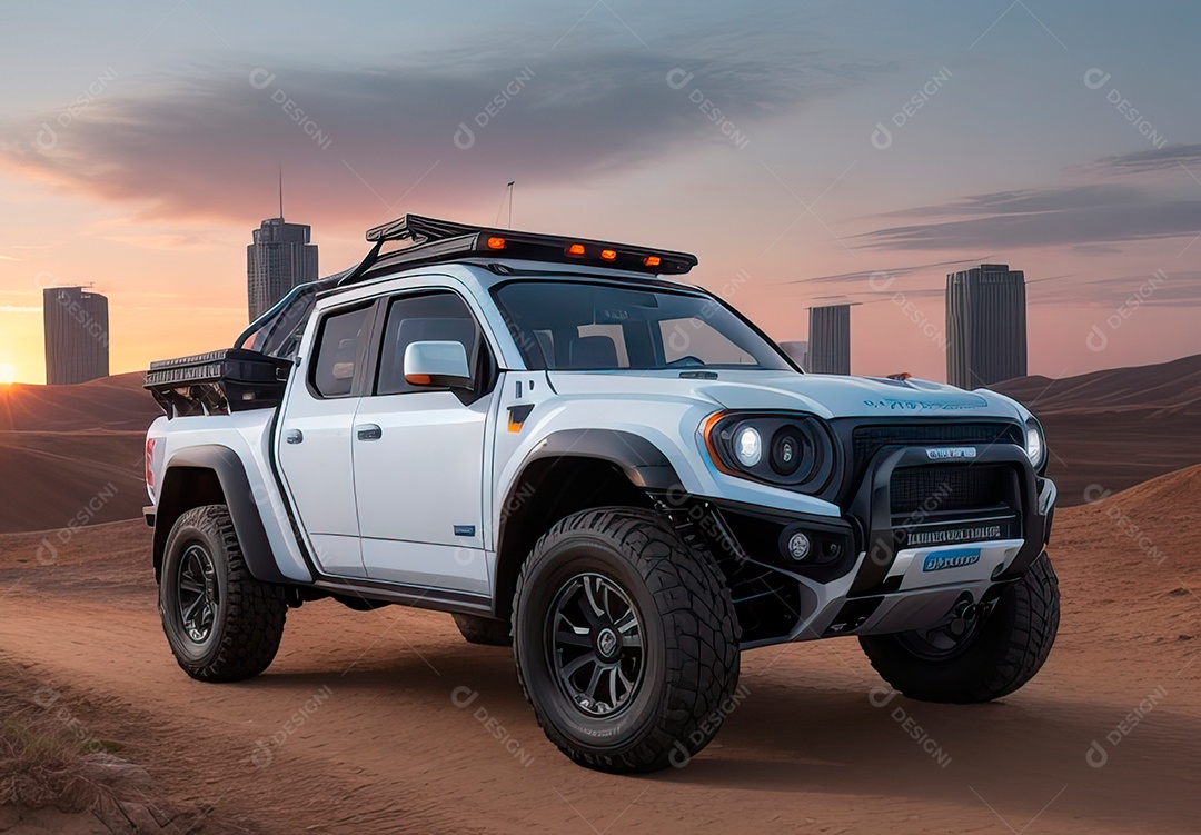 Retrato de carro realista sobre estrada