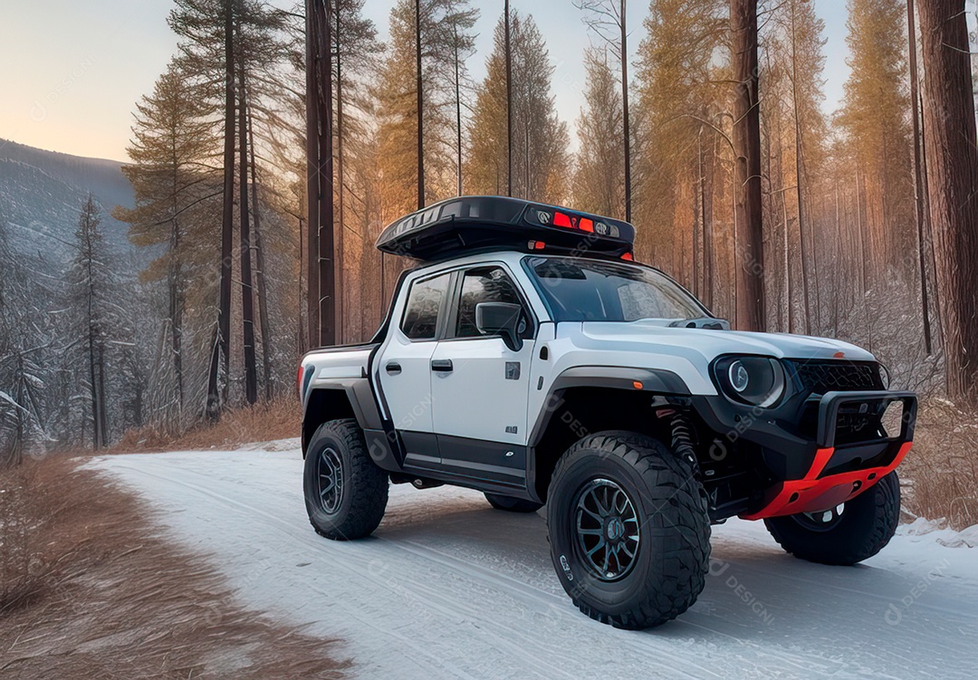 Retrato de carro realista sobre estrada