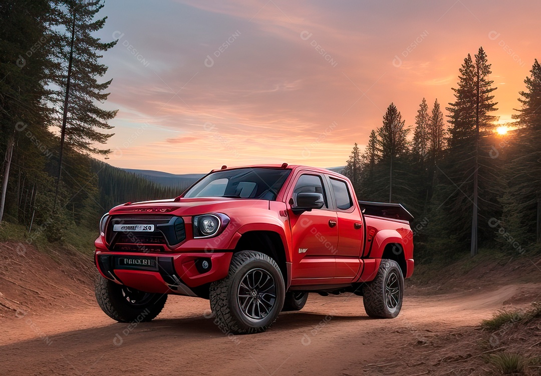 Retrato de carro realista sobre estrada