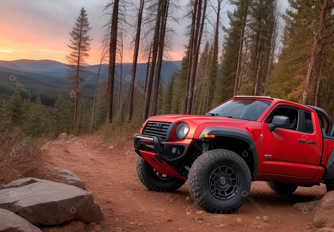 Retrato de carro realista sobre estrada