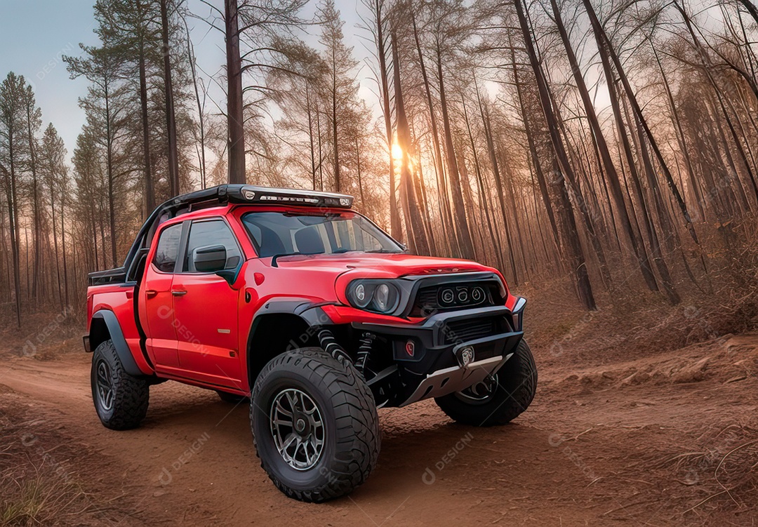 Retrato de carro realista sobre estrada