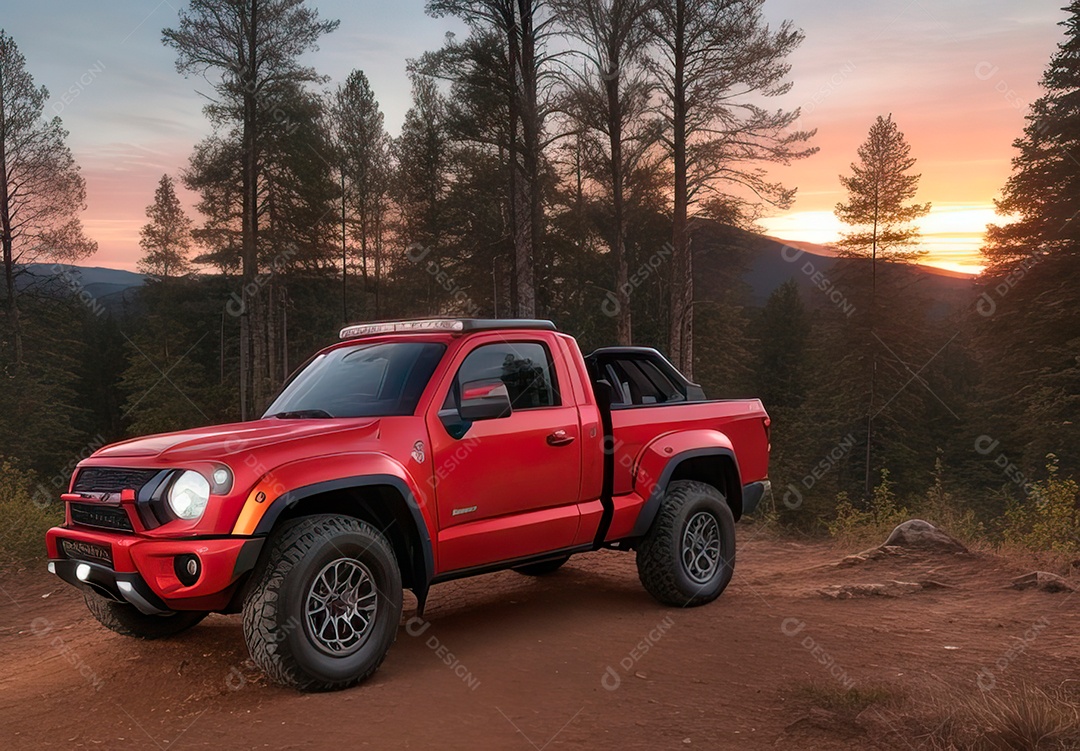 Retrato de carro realista sobre estrada