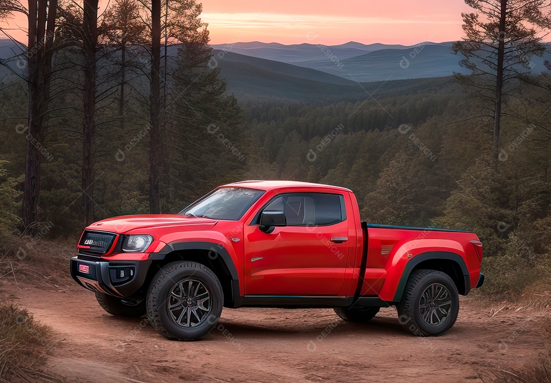 Retrato de carro realista sobre estrada