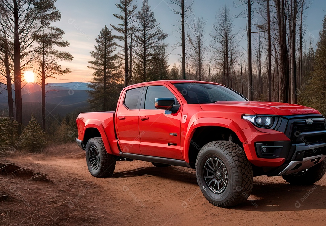 Retrato realista de carro sobre uma rua movimentada