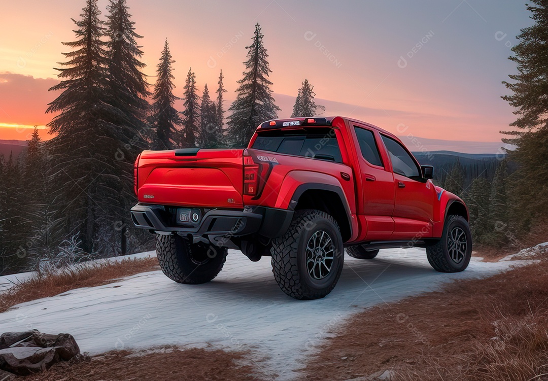 Retrato realista de carro sobre uma rua movimentada