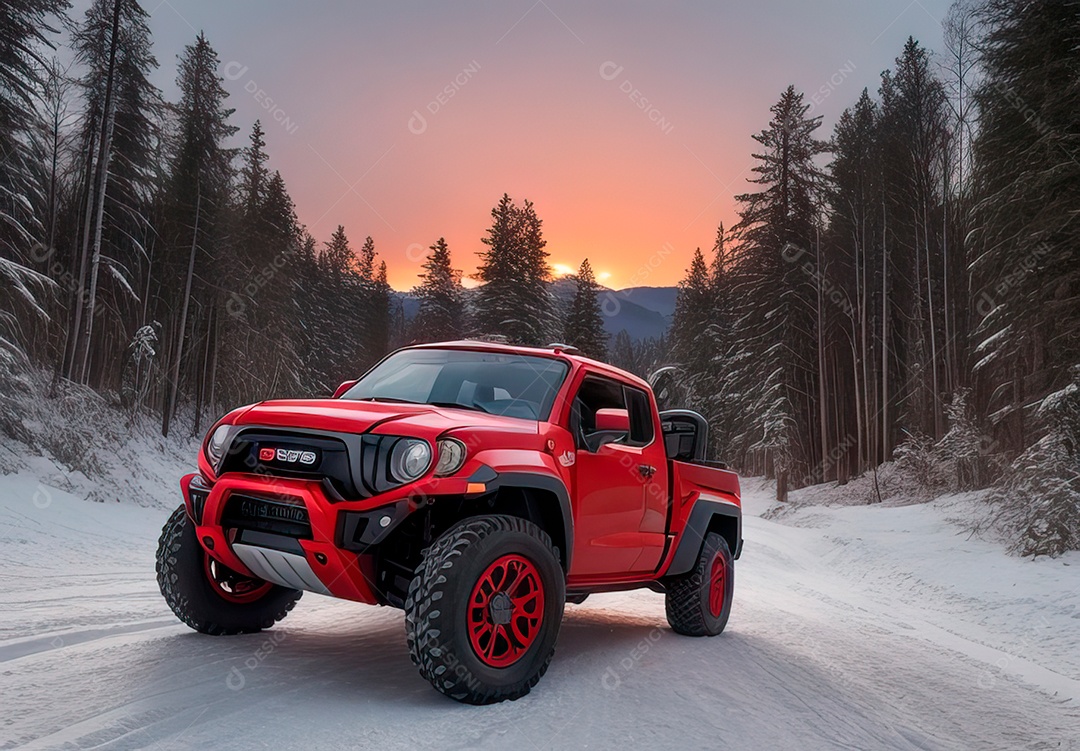 Retrato realista de carro sobre uma rua movimentada