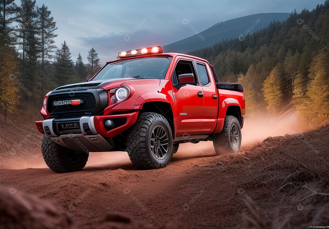 Retrato realista de carro sobre uma rua movimentada