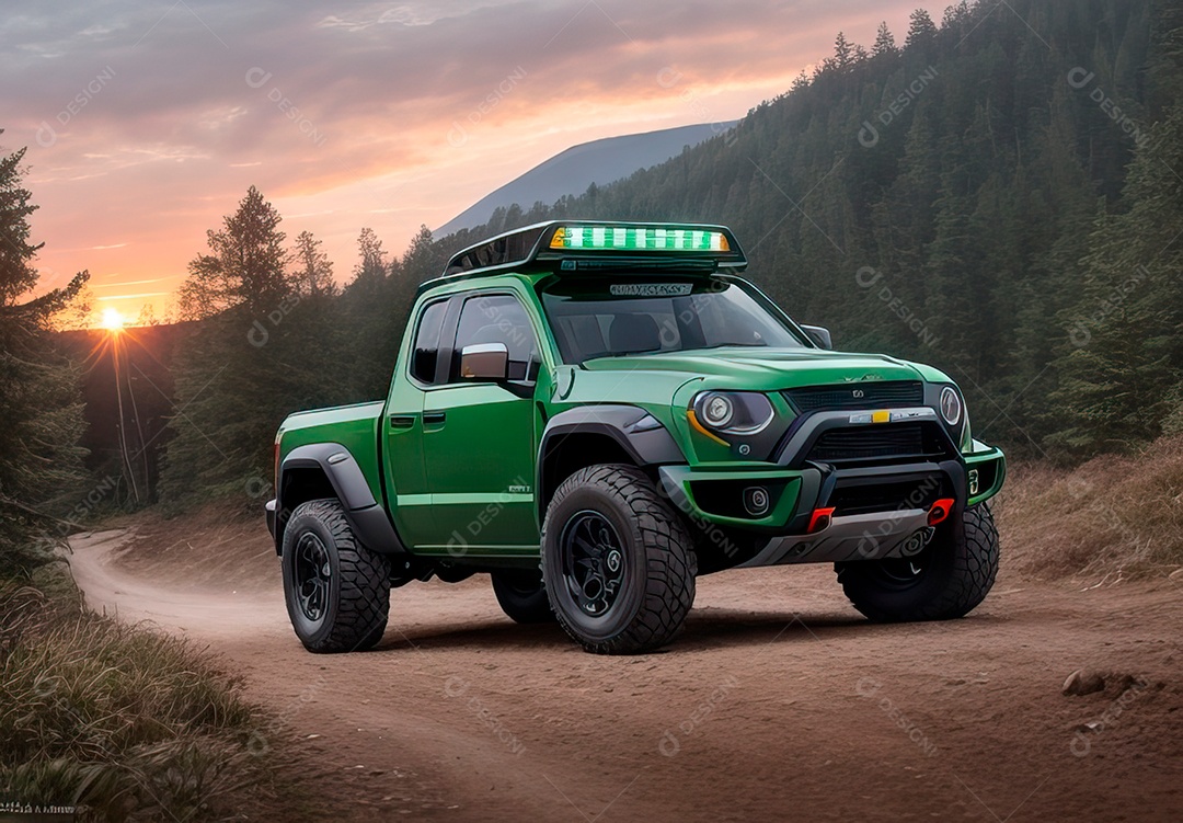 Retrato de carro realista sobre estrada