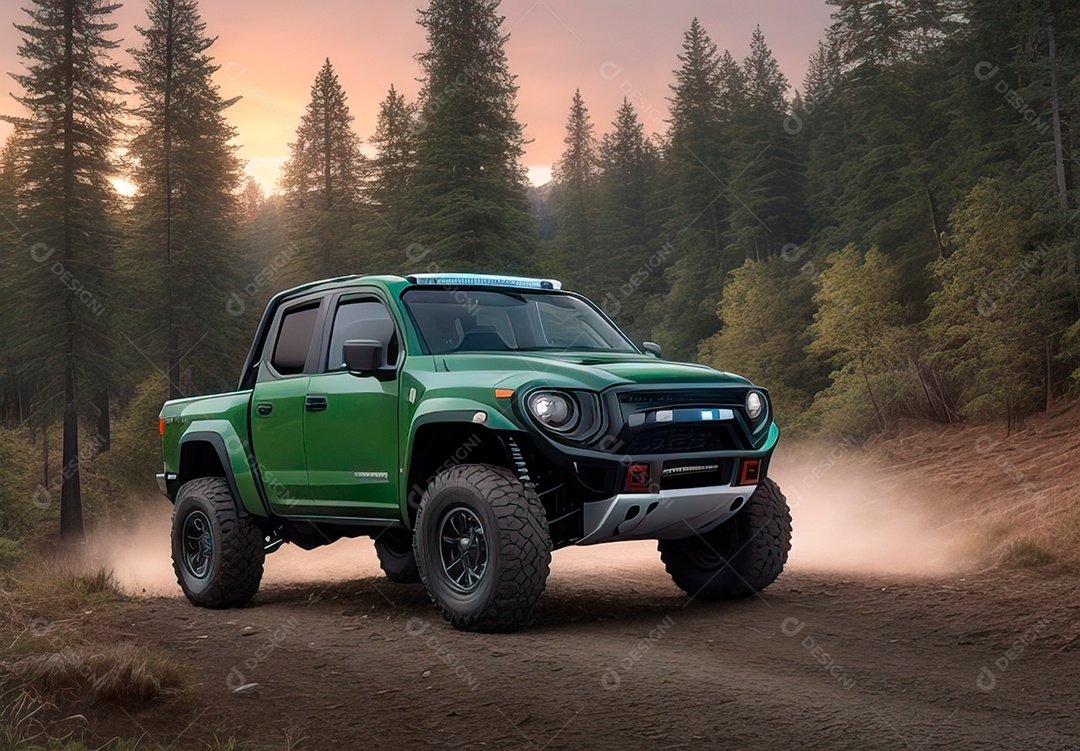 Retrato de carro realista sobre estrada