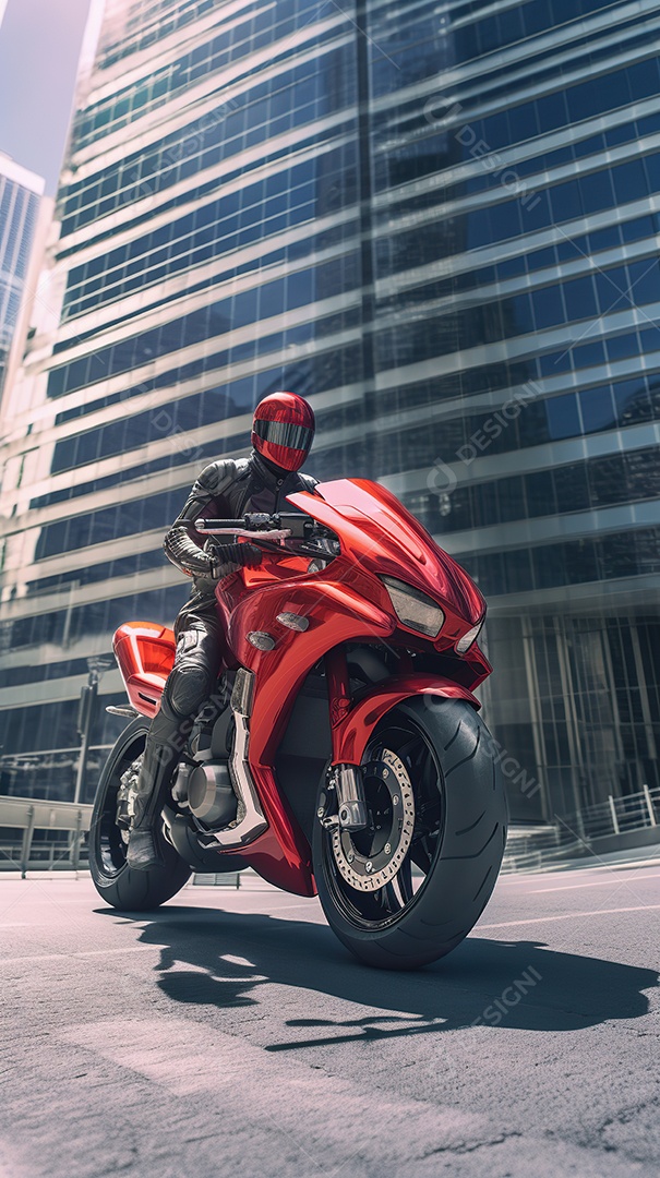 Motocicleta cyberpunk futurista vermelha design arrojado