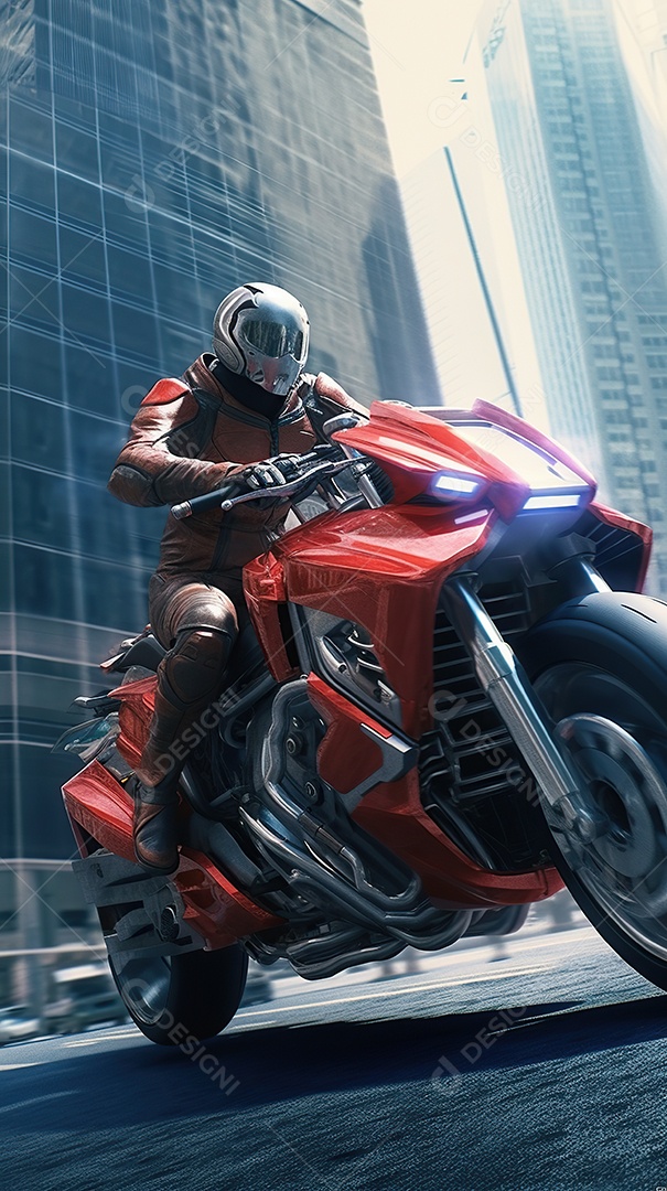 Motocicleta cyberpunk futurista vermelha design arrojado