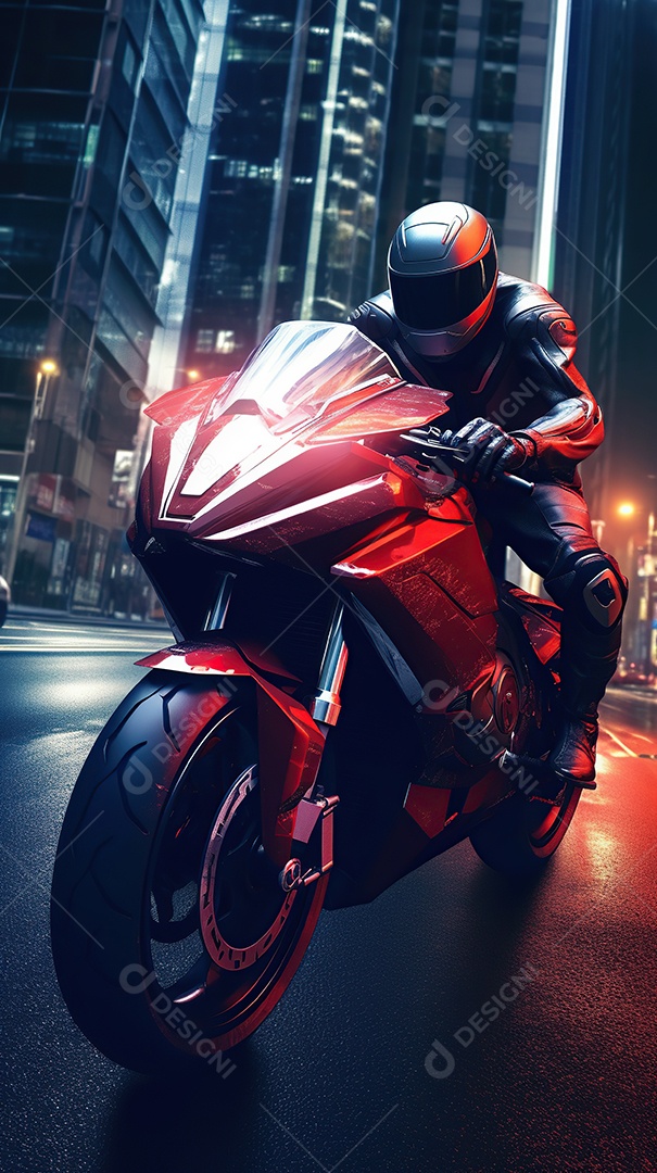 Motocicleta cyberpunk futurista vermelha design arrojado