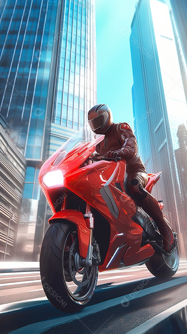 Motocicleta cyberpunk futurista vermelha design arrojado