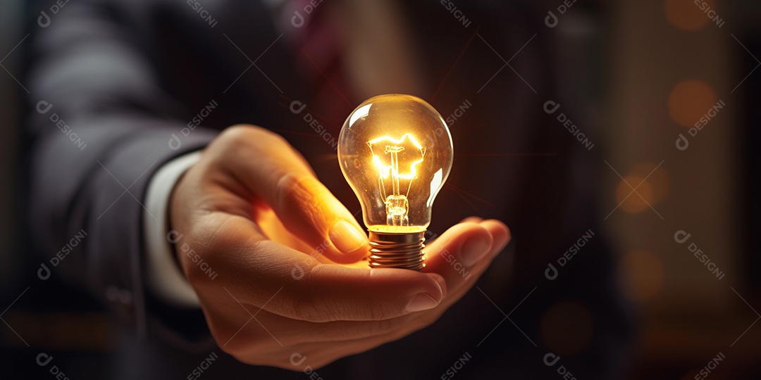 Conceito de tecnologia mostrando lâmpada de ideia. esta cena é gerada através de inteligência artificial.