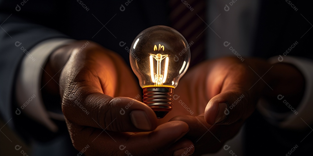 Conceito de tecnologia mostrando lâmpada de ideia. esta cena é gerada através de inteligência artificial.