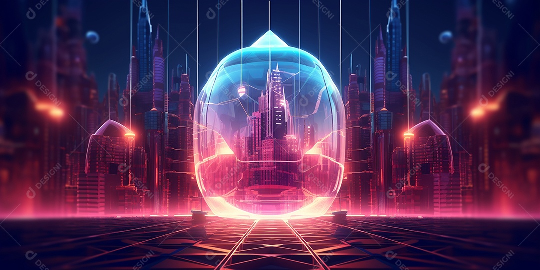 Conceito de tecnologia mostrando lâmpada de ideia. esta cena é gerada através de inteligência artificial.