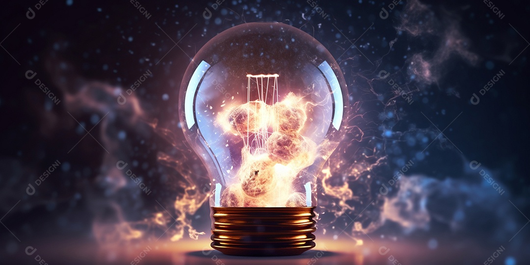 Conceito de tecnologia mostrando lâmpada de ideia. esta cena é gerada através de inteligência artificial.