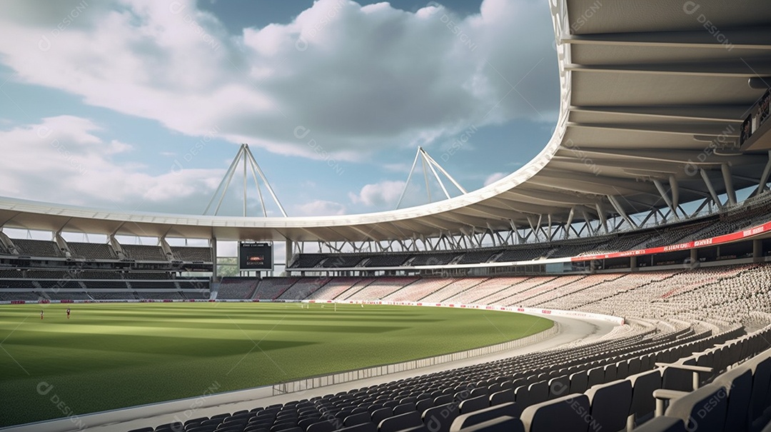 Vista do estádio esportivo internacional. Esta cena é gerada através de inteligência artificial.