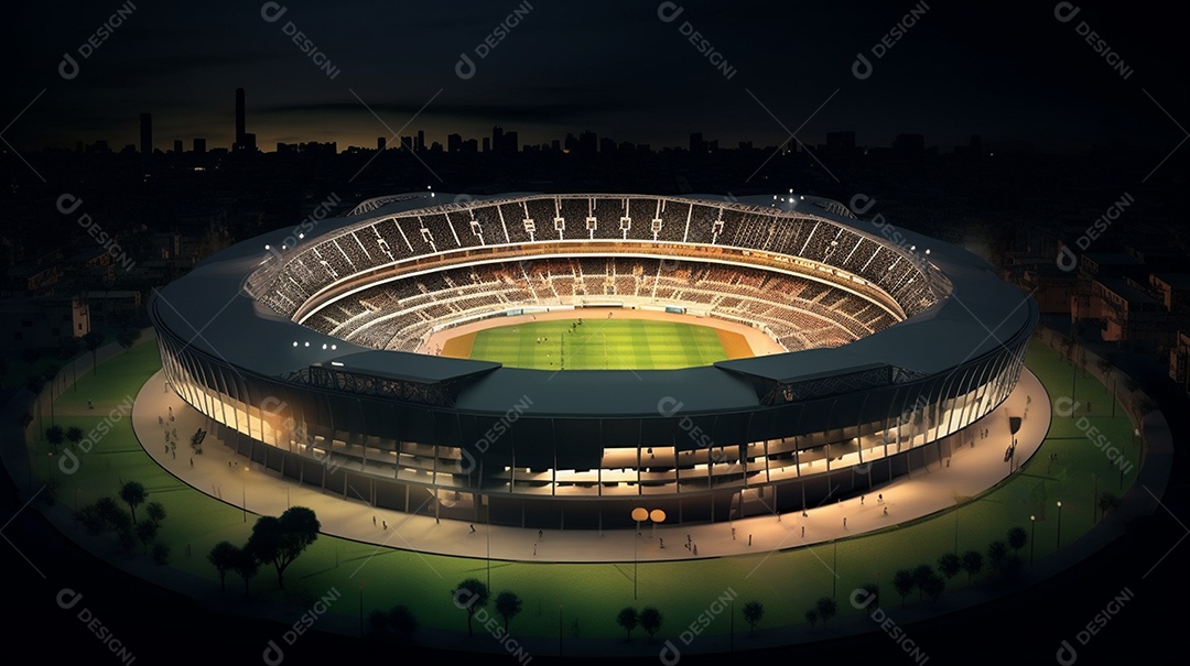 Vista do estádio esportivo internacional.