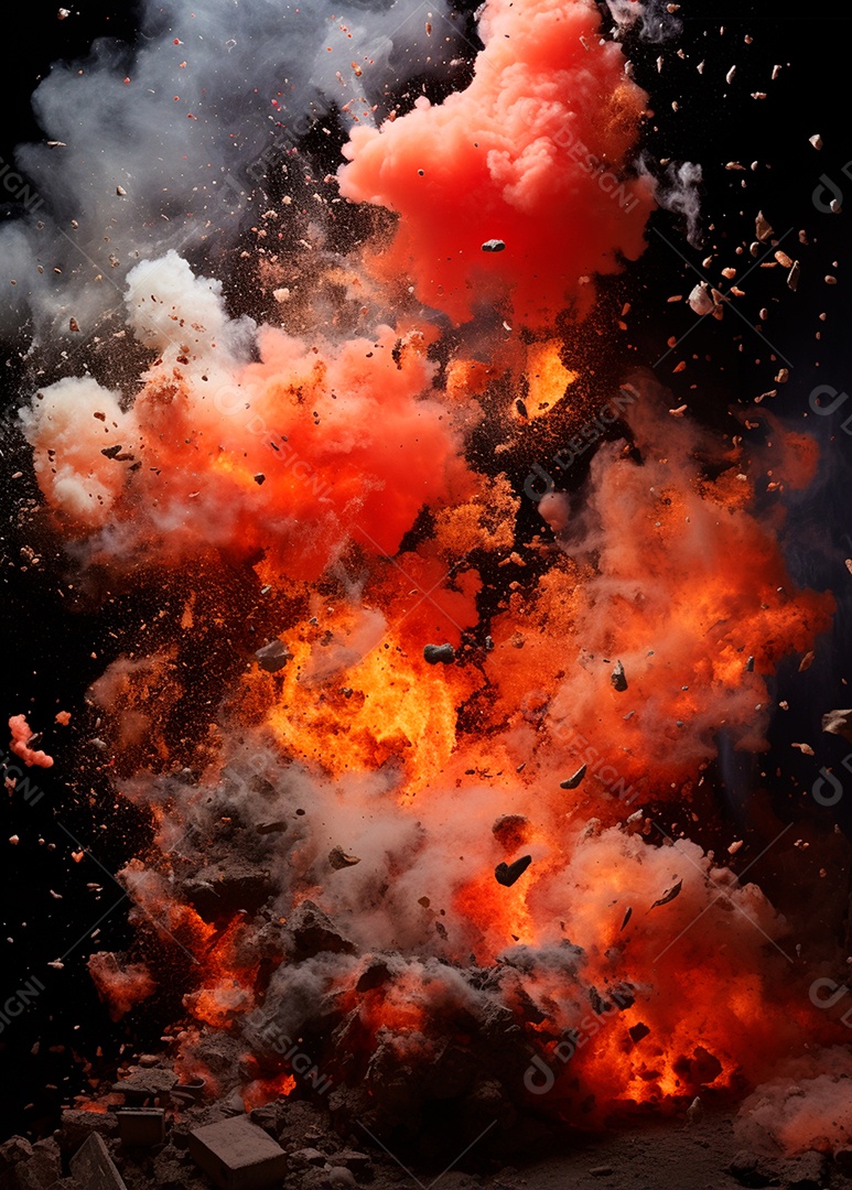 Explosão de fogo e fumaça