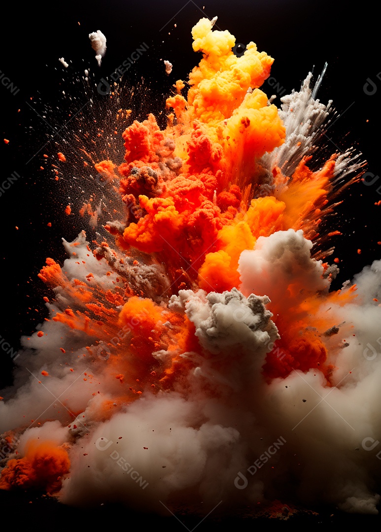 Explosão de fogo e fumaça