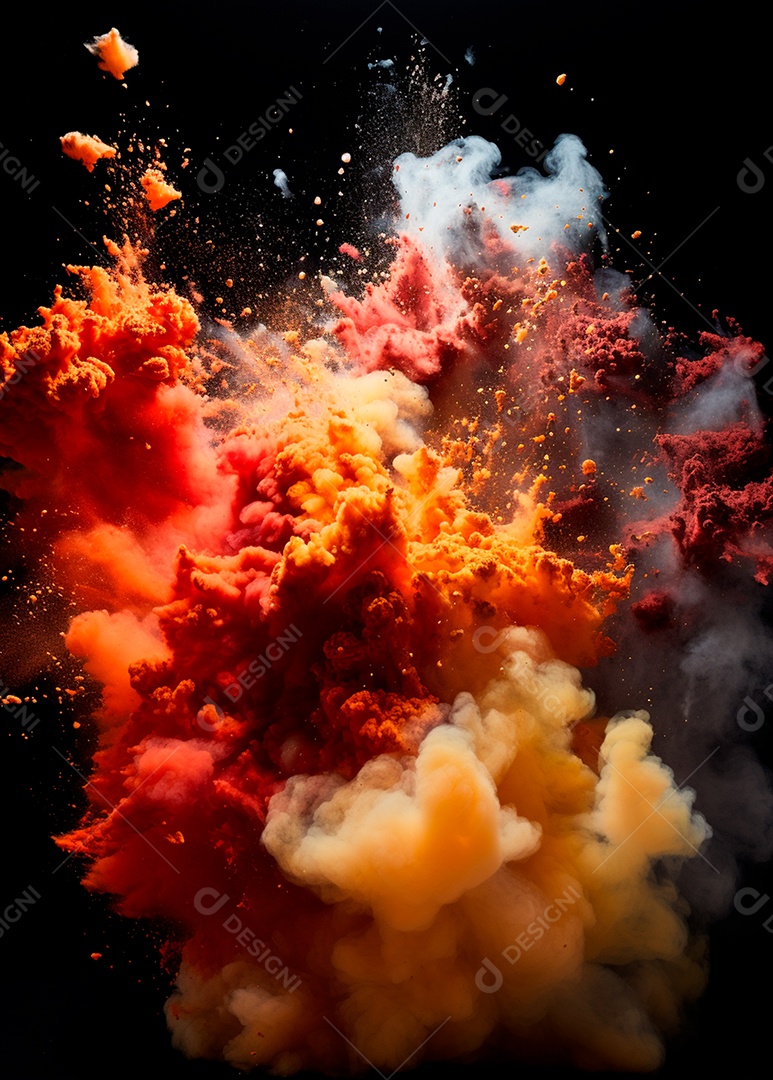 Explosão de fogo e fumaça