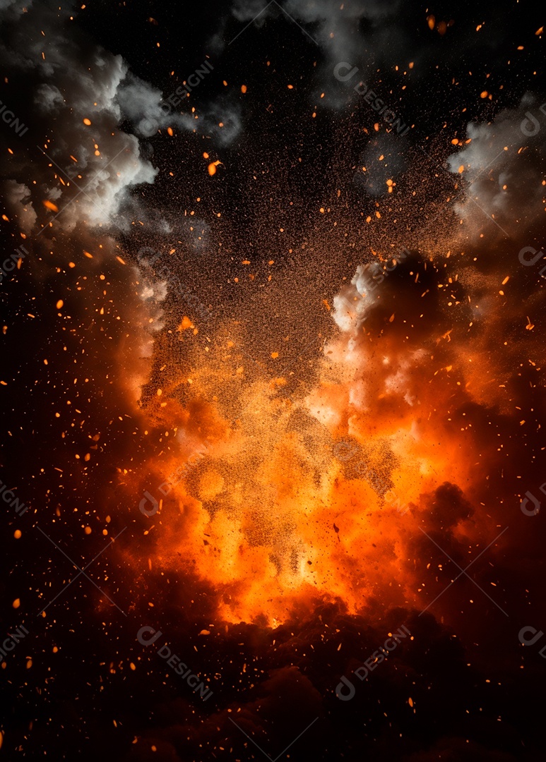 Explosão de fogo e fumaça
