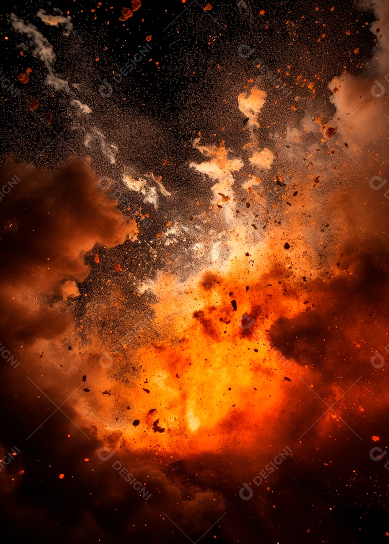 Explosão de fogo e fumaça