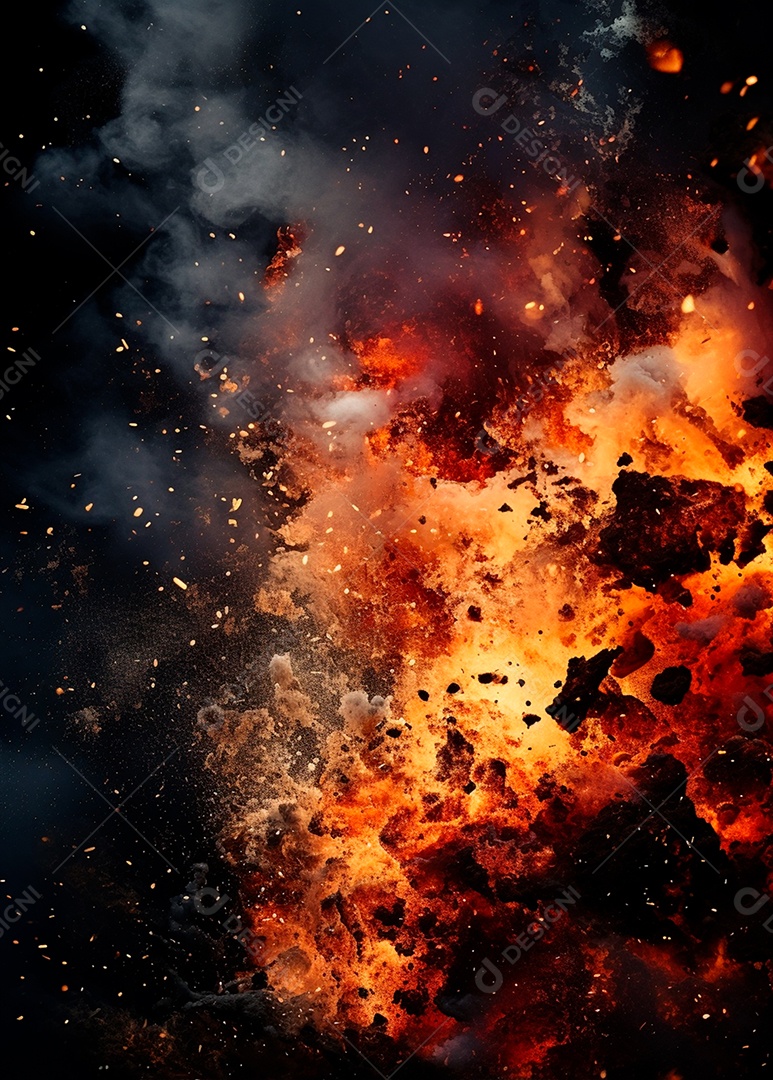 Explosão de fogo e fumaça