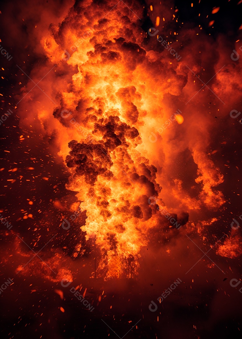 Explosão de fogo e fumaça