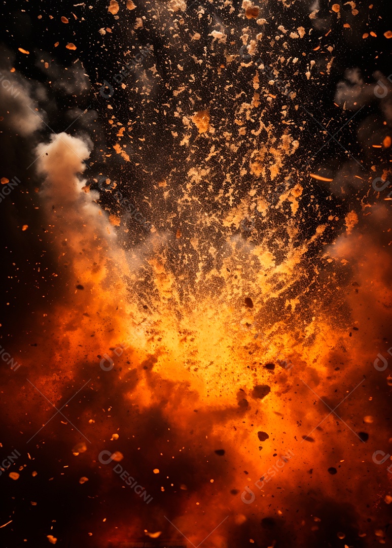 Explosão de fogo e fumaça