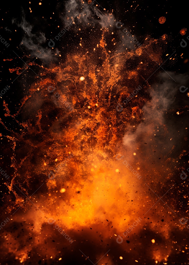 Explosão de fogo e fumaça