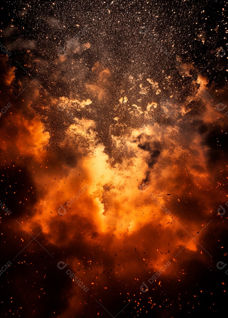 Explosão de fogo e fumaça